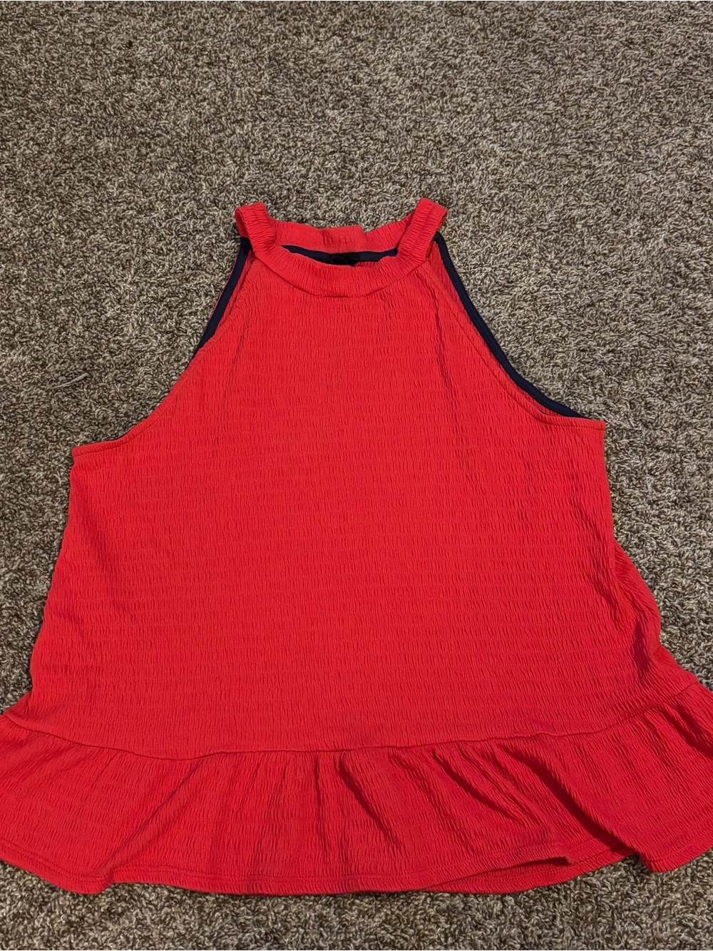 W5 Red Ruffled Hem Halter Tank Top M